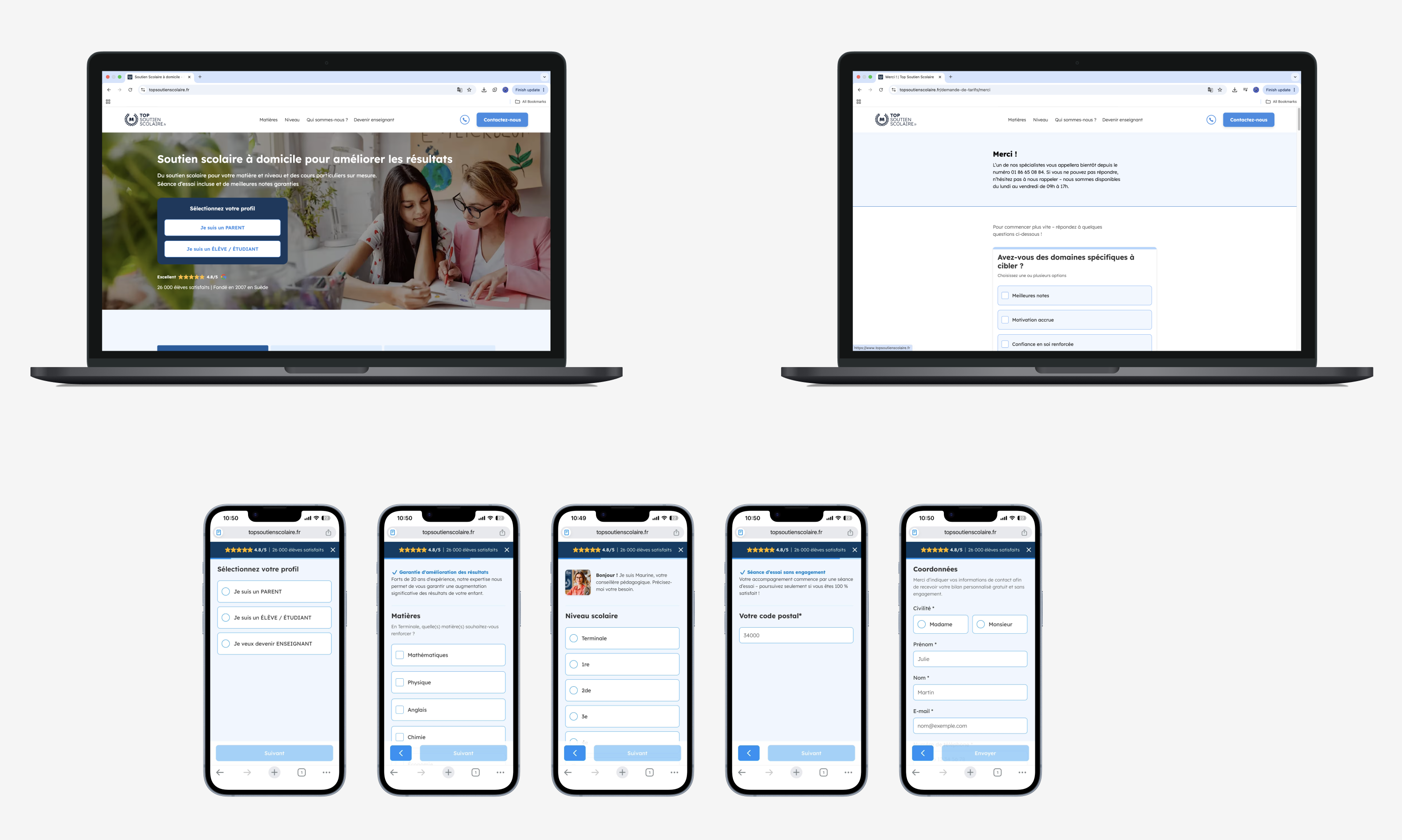 TopSoutienScolaire.fr design mockups